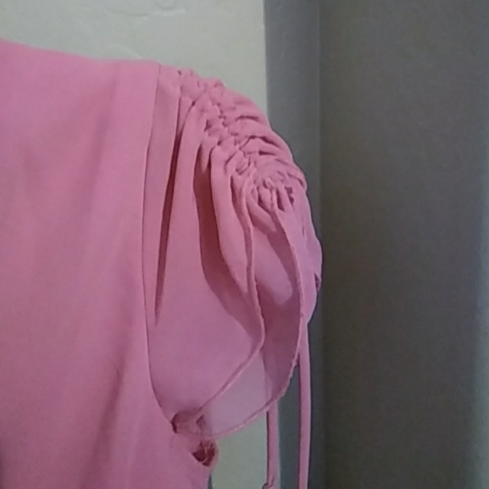 Pink Chiffon Top with Ruffle - Picture 2 of 3
